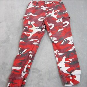 Almost Famous Camo Cargo Pants Mens 28 x 27 Red White Black Streetwear Tactical